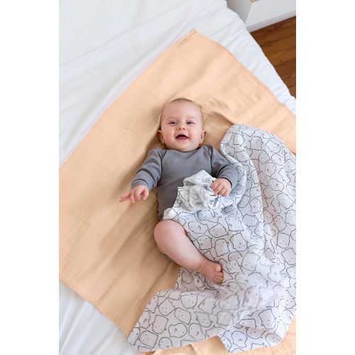  Lassig Swaddle & Burp Blanket, Little Spookies Peach, X-Large