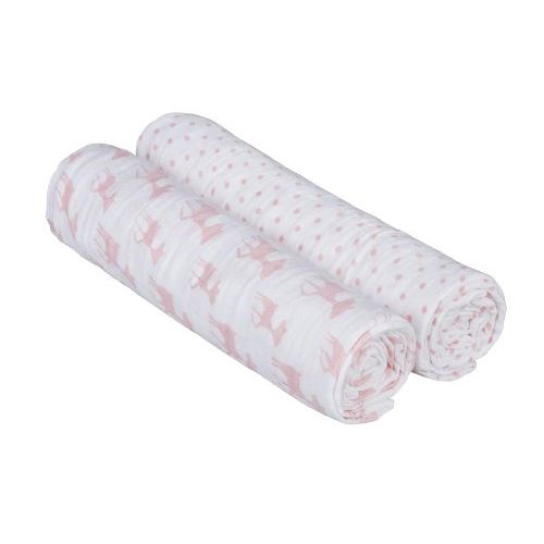  Lassig Muslin Swaddle & Burp Blanket XL Lela Light Pink
