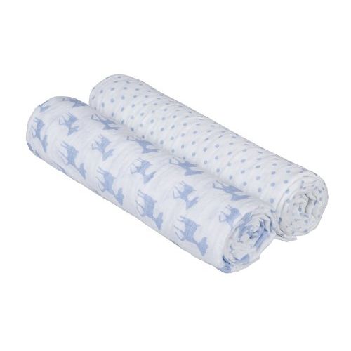  Lassig Muslin Swaddle & Burp Blanket XL Lela light blue