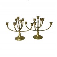 LastTangoVintage Vintage Brass Candelabras Pair Brass Candelabras 7 Arm Candelabras Boho Decor Romantic Heavy Duty Hollywood Regency Decor Wedding Decor