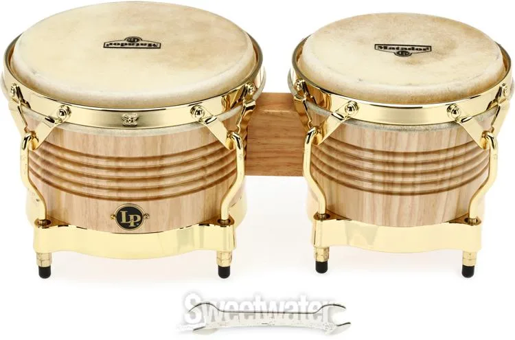  Latin Percussion Matador Siam Oak Bongos - Natural with Gold Tone