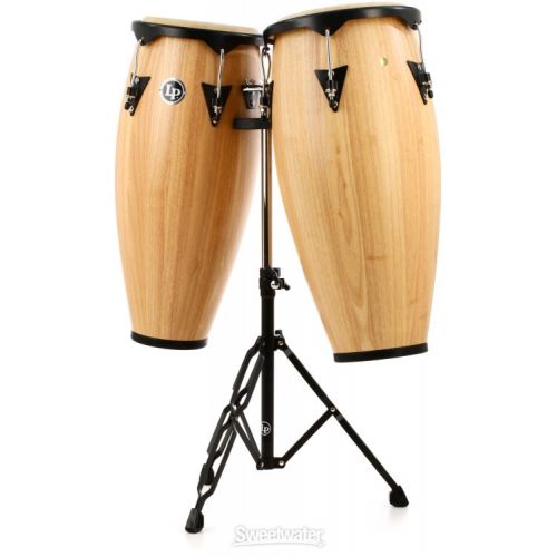  Latin Percussion City Series Conga Set with Stand - 10/11 inch Natural Gloss