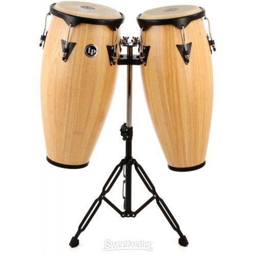  Latin Percussion City Series Conga Set with Stand - 10/11 inch Natural Gloss