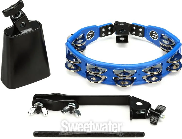  Latin Percussion Cyclops Tambourine with City Cowbell and Mount Pack