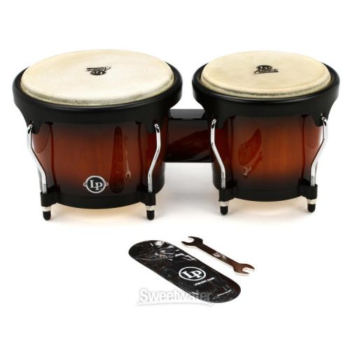  Latin Percussion Aspire Wood Bongos - Vintage Starburst with Black Hardware