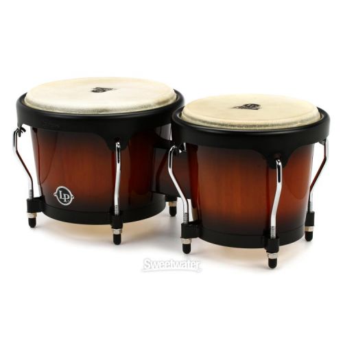  Latin Percussion Aspire Wood Bongos - Vintage Starburst with Black Hardware