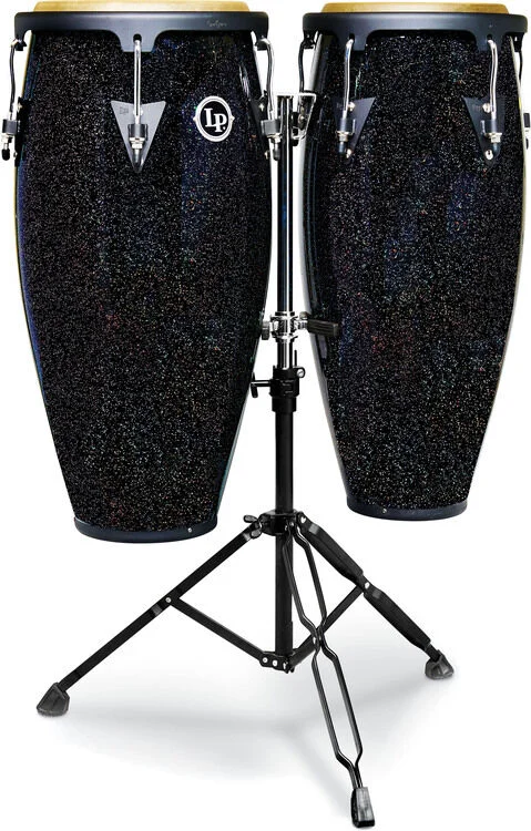  Latin Percussion Aspire Santana Conga Set with Stand - 10-/11-inch Black Magic