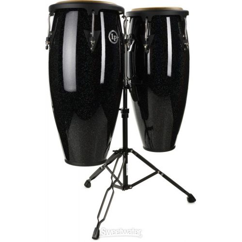  Latin Percussion Aspire Santana Conga Set with Stand - 10-/11-inch Black Magic