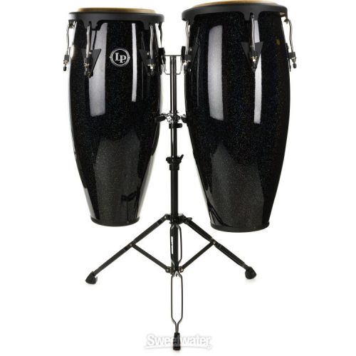  Latin Percussion Aspire Santana Conga Set with Stand - 10-/11-inch Black Magic