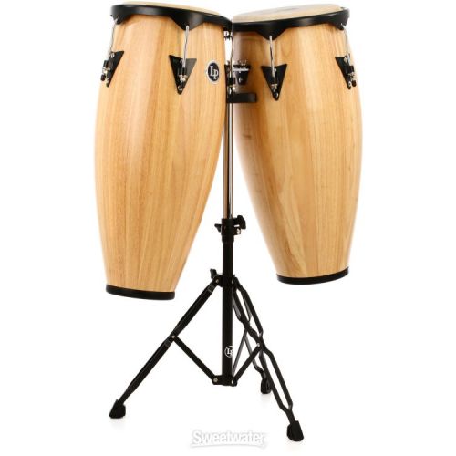  Latin Percussion City Series Conga Set with Stand - 10/11 inch Natural Gloss Demo