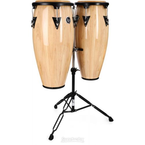  Latin Percussion Aspire Conga Set w/ Bongos and Stand - 10/11 inch Natural