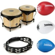 Latin Percussion City Wood Bongos, Shakers, and Tambourine Bundle