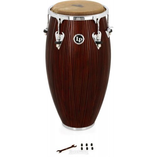  Latin Percussion Matador Wood Conga Set with Bongos - 11/11.75 inch Red Carved Mango - Sweetwater Exclusive