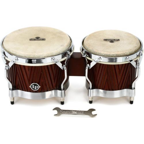  Latin Percussion Matador Wood Conga Set with Bongos - 11/11.75 inch Red Carved Mango - Sweetwater Exclusive