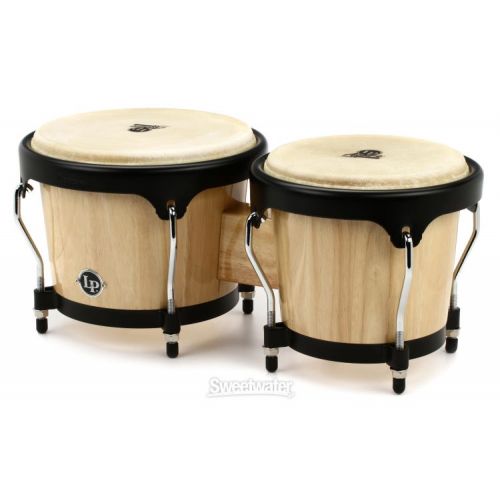  Latin Percussion Aspire Wood Bongos - Natural with Black Hardware