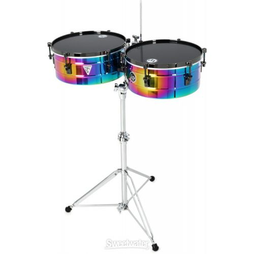  Latin Percussion Tony Succar Signature Timbales - Rainbow Chrome - Black Chrome Hardware