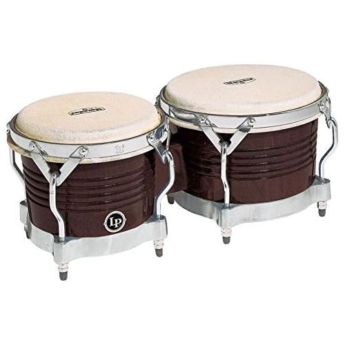  [아마존베스트]Latin Percussion LP Matador M201Bongos Set (Size: 71/4Inch And 85/8, Siam Oak Handselektiertes Natural Skin/with Padded Gig Bag with Carry Handle Large Dark Wood