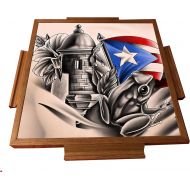 [아마존베스트]latinos r us Puerto Rico Simbolo Boricua Domino Table Top
