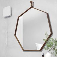 Lattice wall mirror Mirror Wall-Mounted Bathroom Polygon Walnut/Acrylic Framed Simple Makeup Dressing Toilet Creative Wall Mirror (4Color, Size : 57.5X3X64CM)