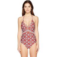 Laundry by Shelli Segal Women's Butterfly Twin Cut Out One Piece Swimsuit, Spice, L