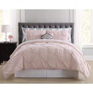 Laura D&A 5 Piece Girls White Light Pink Pinch Pleated Comforter Twin Set, Pinched Pleat Bedding, Pintuck Diamond Tufted Textured, Aztec Ikat Tribal Motif Bedding, Pin Tuck Texture Patte