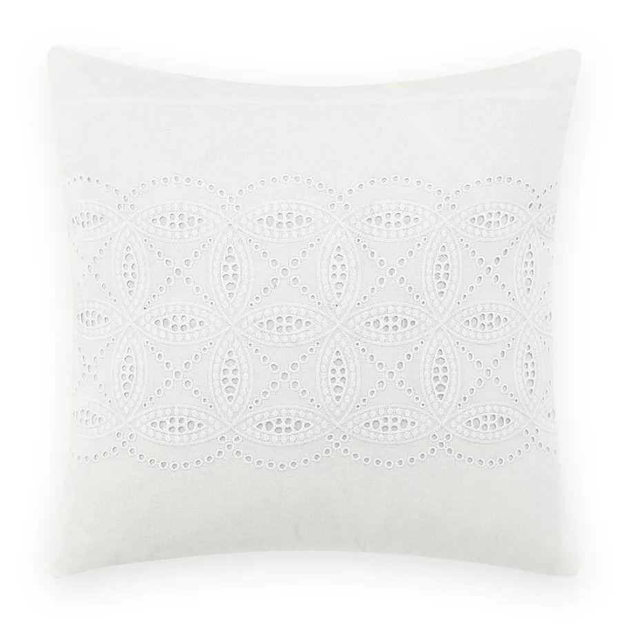 Laura Ashley Annabella 16-Inch Square Throw Pillow in White