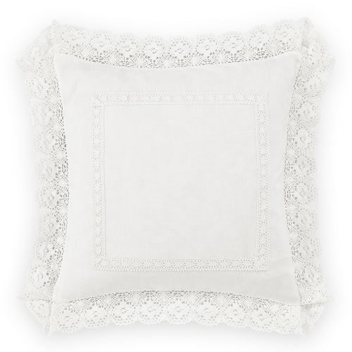  Laura Ashley Annabella 18-Inch Square Throw Pillow in White