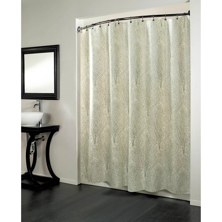 Forest Fabric Metallic Print Shower Curtain