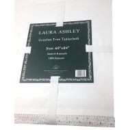 Laura Ashley White Crochet Trim Tablecloth - 60 x 84