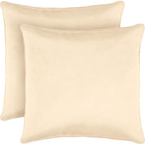  Laura Ashley Lucas Solid Shinny Velvet Dec. Pillow Set, x 20 in, Ivory, 2 Piece