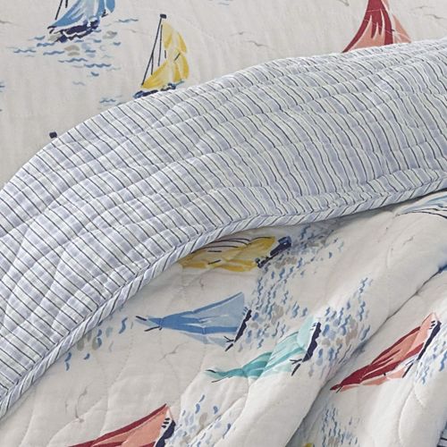  Laura Ashley Ahoy Quilt Set, King, Blue Multi