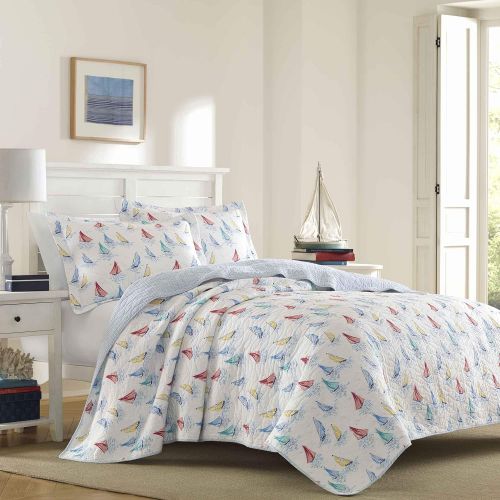  Laura Ashley Ahoy Quilt Set, King, Blue Multi