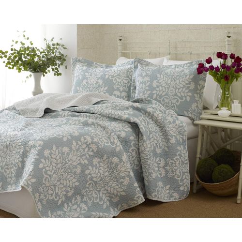  Laura Ashley Rowland Gray Quilt Set, King