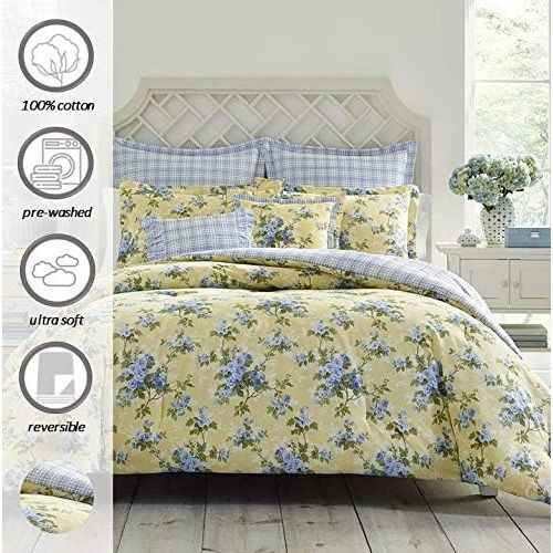  Laura Ashley USHS8K1049564 Comforter Set, Twin, Pastel Yellow