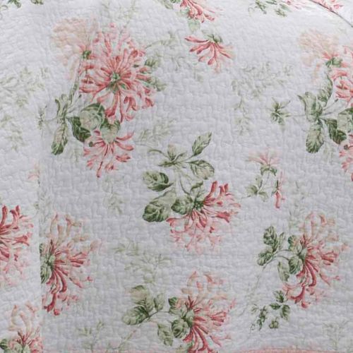  Laura Ashley Honeysuckle Quilt Set, King, Pastel Pink