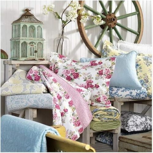  Laura Ashley Venetia Duck Egg Quilt Set, King