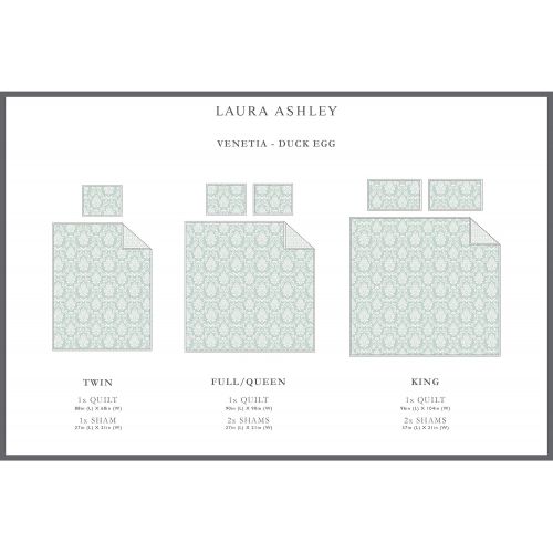  Laura Ashley Venetia Duck Egg Quilt Set, King