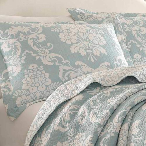  Laura Ashley Venetia Duck Egg Quilt Set, King