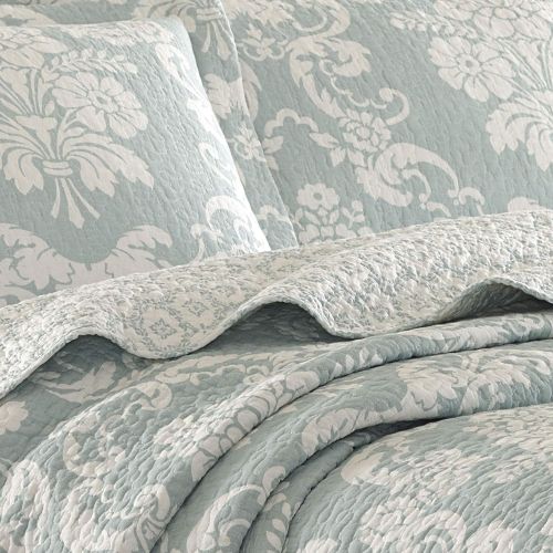  Laura Ashley Venetia Duck Egg Quilt Set, King