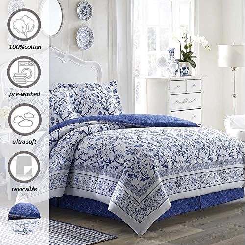  Laura Ashley 211390 Charlotte Comforter Set, Blue, Full