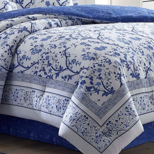  Laura Ashley 211390 Charlotte Comforter Set, Blue, Full