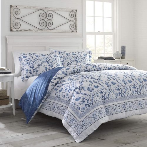  Laura Ashley 211390 Charlotte Comforter Set, Blue, Full