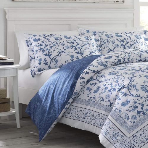  Laura Ashley 211390 Charlotte Comforter Set, Blue, Full