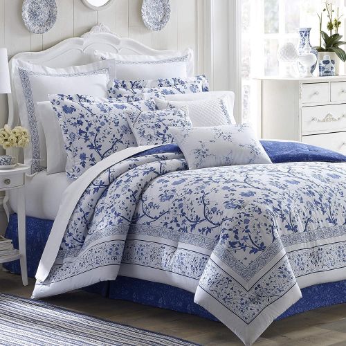  Laura Ashley 211390 Charlotte Comforter Set, Blue, Full