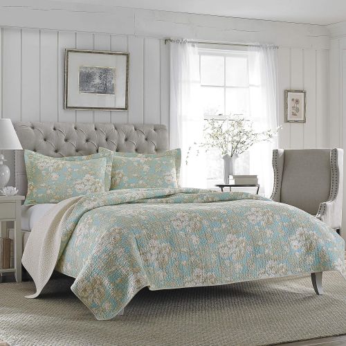  Laura Ashley Brompton Serene Reversible Quilt Set, King