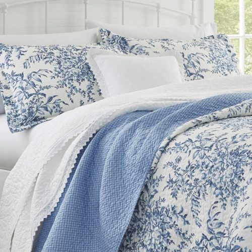  Laura Ashley Bedford Cotton Reversible Quilt Set, King