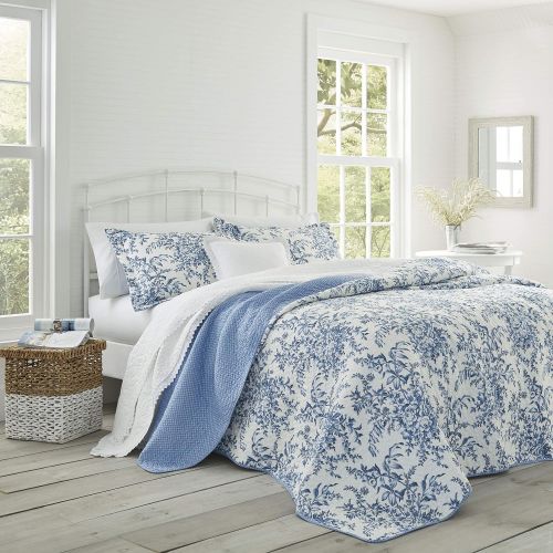  Laura Ashley Bedford Cotton Reversible Quilt Set, King