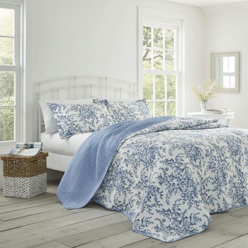  Laura Ashley Bedford Cotton Reversible Quilt Set, King