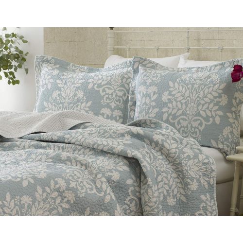  Laura Ashley Rowland Blue Quilt Set, King