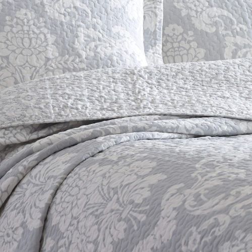  Laura Ashley Venetia Duck Egg Quilt Set, FullQueen